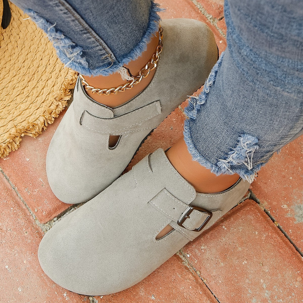 Casual Round Toe Thick Sole Buckle Slip-On Autumn Winter New Shoes