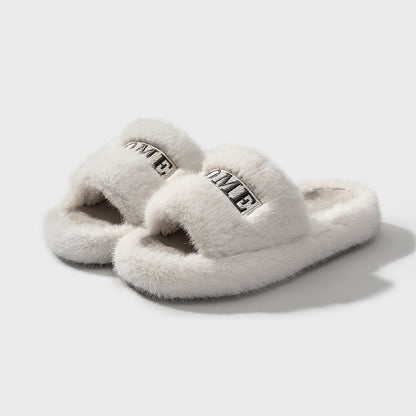 Casual Warm Fleece Anti-Slip Autumn Winter Home Fashion Slippers Shoes