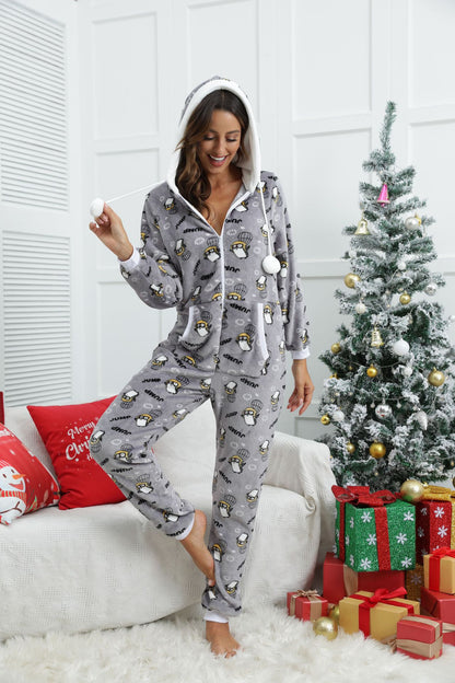 Halloween Flannel One-Piece Pajama Homewear Suit