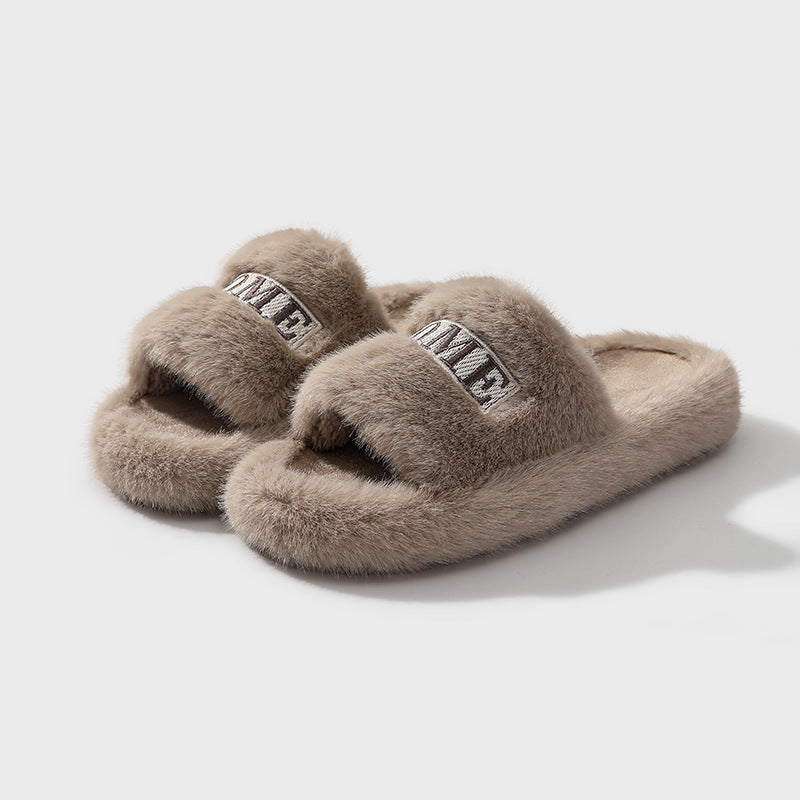 Casual Warm Fleece Anti-Slip Autumn Winter Home Fashion Slippers Shoes