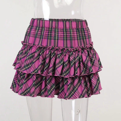 Waist Pink Youth Skirt Girl Slim Japanese College High Plaid