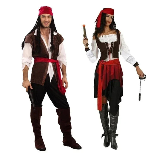 Carnival Jack Costume Sparrow Pirates Captain Halloween Cosplay Caribbean