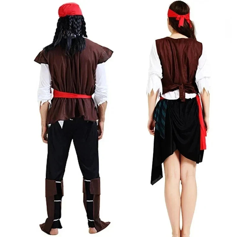 Carnival Jack Costume Sparrow Pirates Captain Halloween Cosplay Caribbean