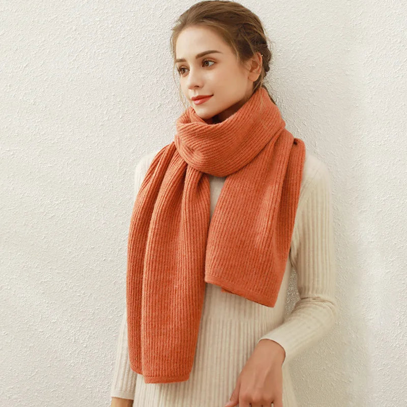 Cashmere Rib Knit Winter Scarf - Long Muffler for Women