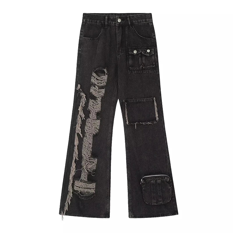 Patchwork Flare Tassel Halloween Pants