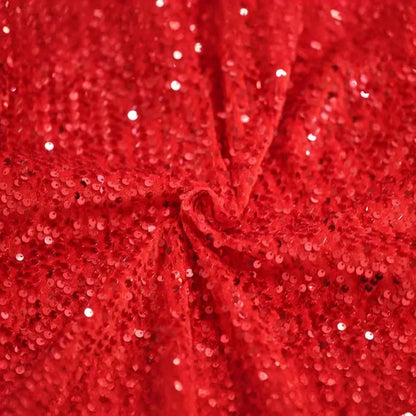 Red Sequins Bodycon Maxi Evening Party Dress with Hollow Detail