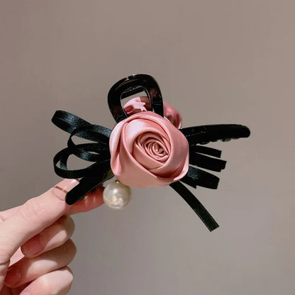 Satin Rose Large Christmas Hair Accessory