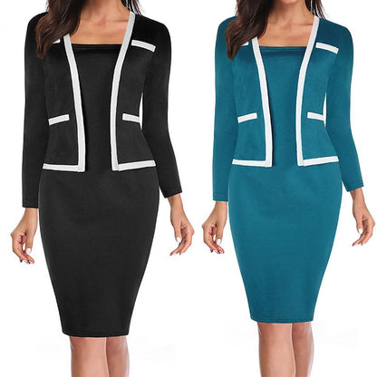 Amy Fashion - Fake Two Piece Sheath Dress Uniform