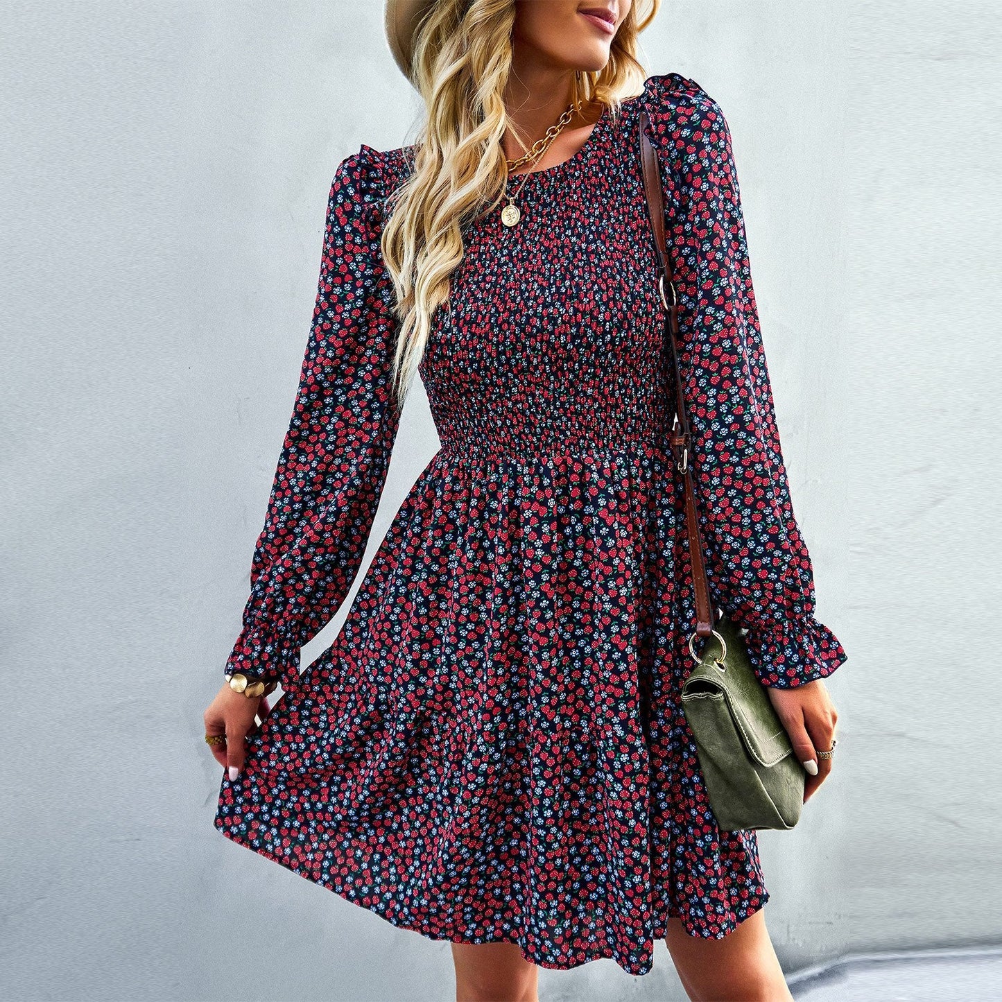 Amy Fashion - O-Neck Long Sleeve All Match A Line Dresses