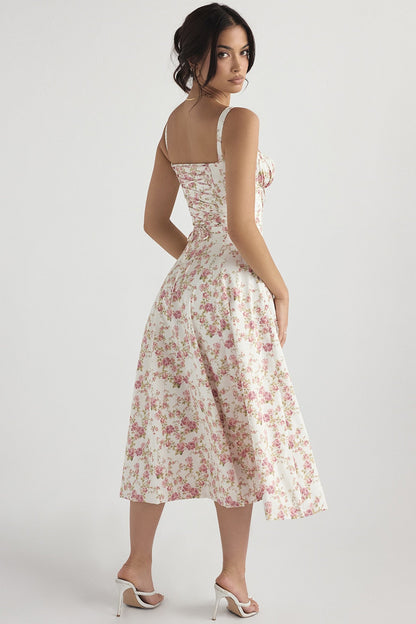 Amy Fashion - Floral Print Split Spaghetti Strap Sleeveless Midi Dress