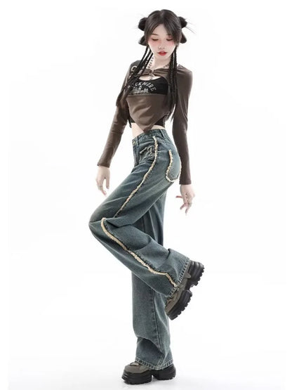 Amy Fashion - INS Natural Waist Lazy Temperament Fashion Versatile Popular Spring and Autumn Women's Jean