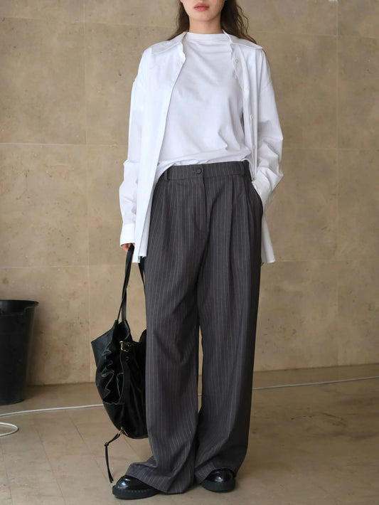 Striped High Waist Loose Spring Autumn Casual Pants