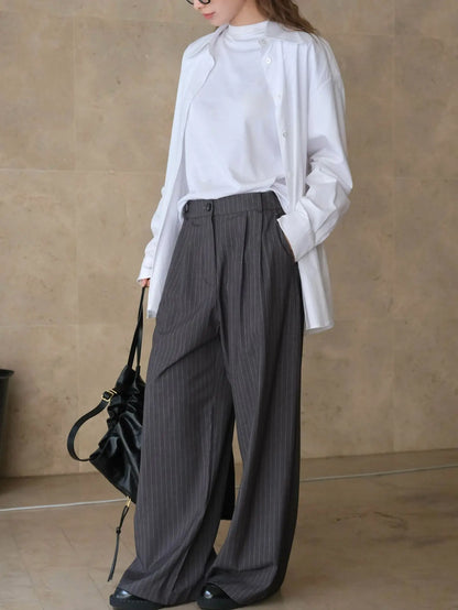 Striped High Waist Loose Spring Autumn Casual Pants