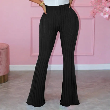 Spring Autumn Elastic Waist Solid Stripe Bodycon Sexy Casual Trouser