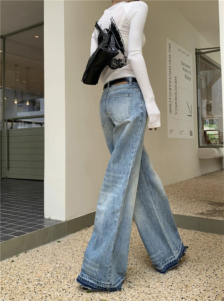 Y2K Low Waist Flare Spring Summer Autumn Fashion Lady Denim Low Rise Jean