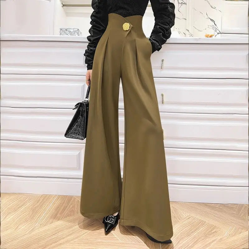 Stylish High Waist Three-Dimensional Spliced Wide Leg Pants