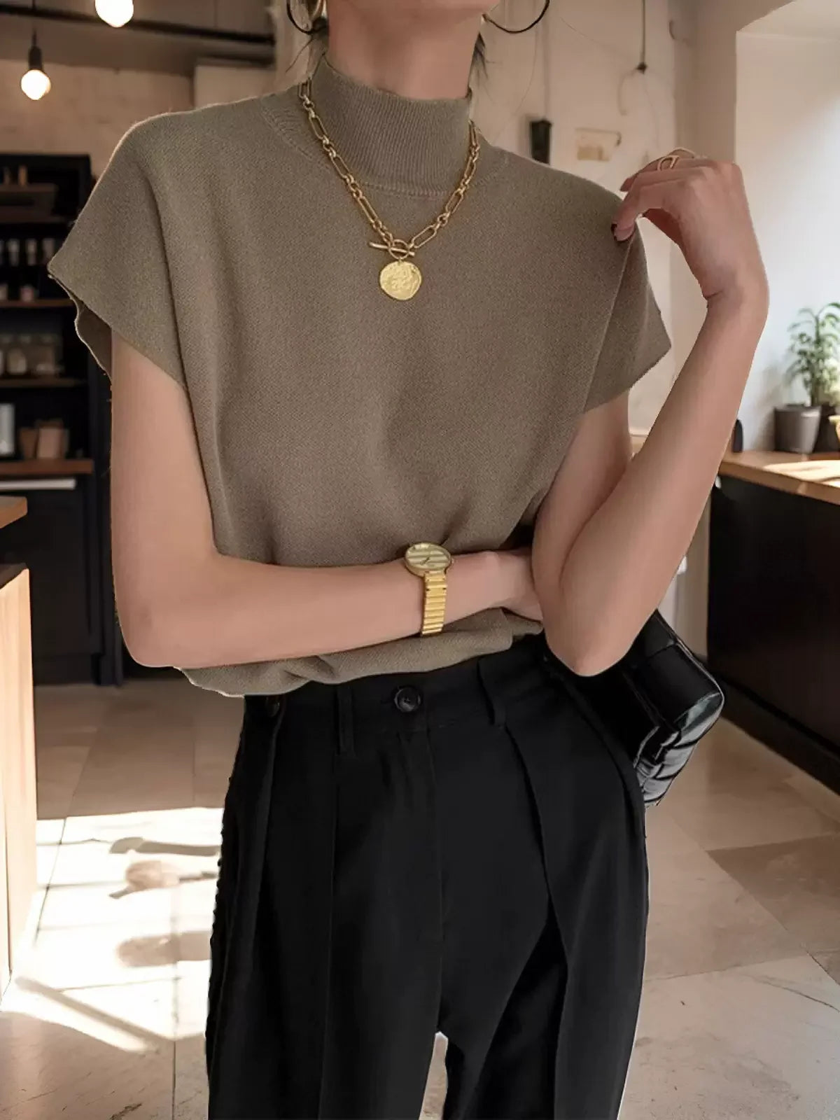 Summer Sexy Fashion Short Sleeve Round Neck Elegant Casual Sweater