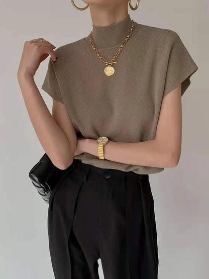 Summer Sexy Fashion Short Sleeve Round Neck Elegant Casual Sweater