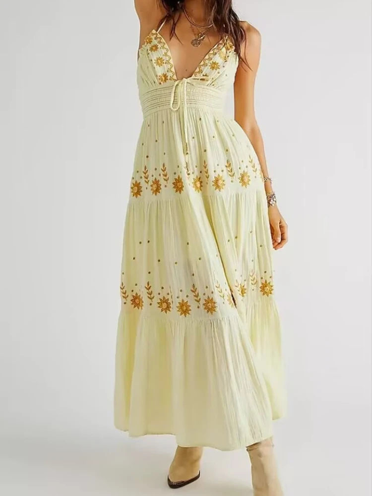 Amy Fashion - Bohemian Flower Birthday Beach Holiday Boho Dress