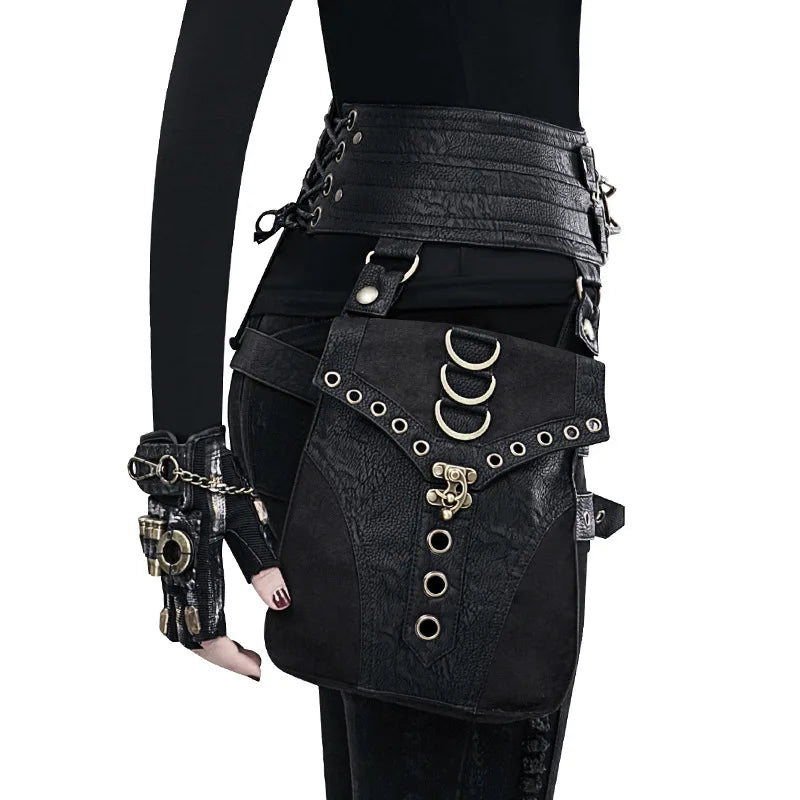 Retro Leg Waist Rivet Rock Hip Punk Thigh Bag Gothic Hop Skull Rivet