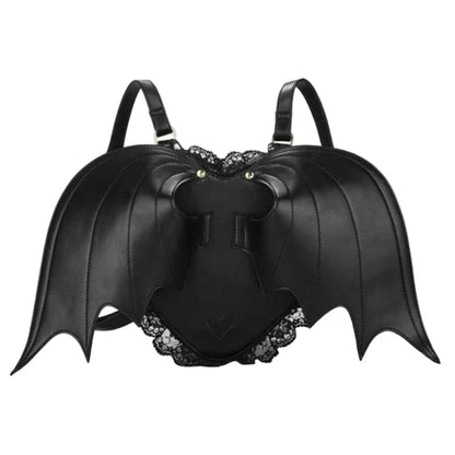 Gothic Lace Bag Dating Backpack Trendy Bat Shopping Daypack PU Wing