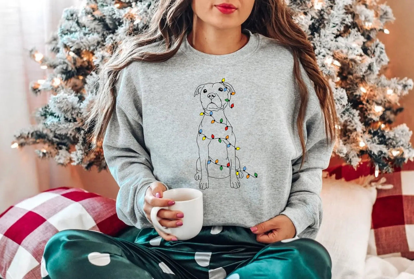 Cute Pitbull Christmas Hoodie for Girls