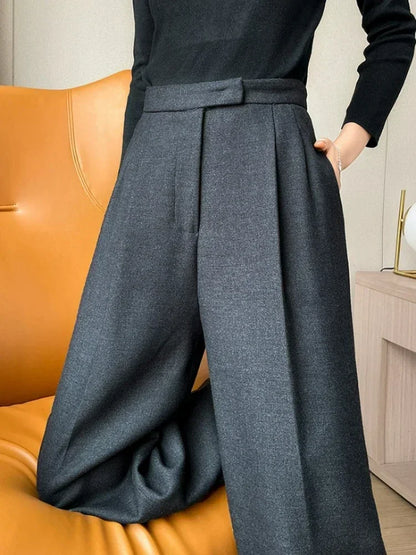 Slim High Waist Casual Solid Color Loose Chic Pants