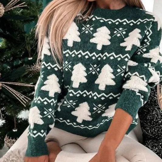 Santa Tree 3D Print Christmas Sweater - Warm Thick Long Sleeve Pullover