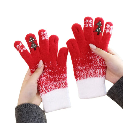 Christmas Tree Knit Full Finger Skiing Touchscreen Winter Glove