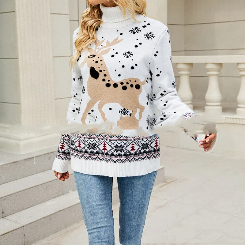 Christmas Deer Knitted Long Sleeve Casual Ugly Blouse Sweater