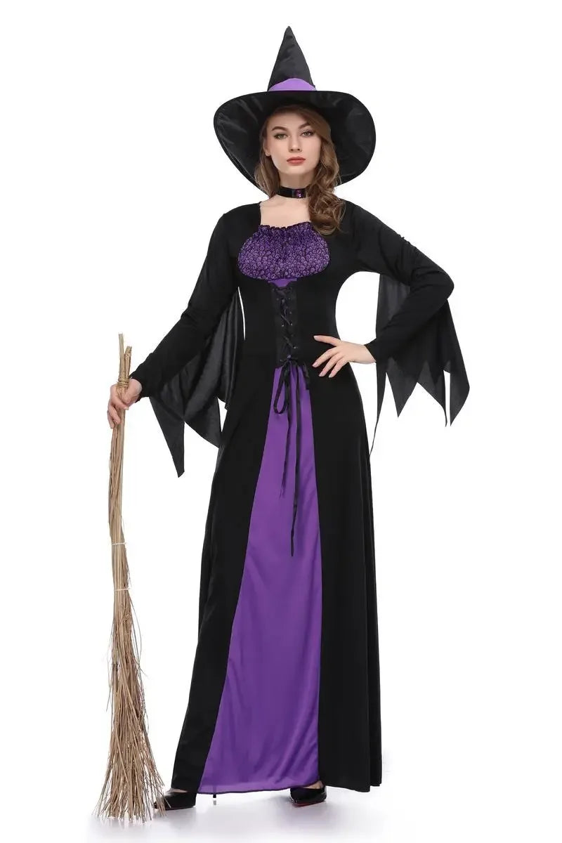 Witch Playing Halloween Role Cosplay Costume Dress Purple Women