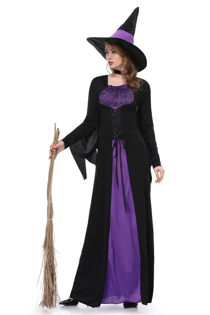 Witch Playing Halloween Role Cosplay Costume Dress Purple Women