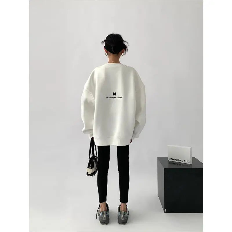 Letter Embroidery Oversize Long Sleeve Loose Streetwear Hoodie