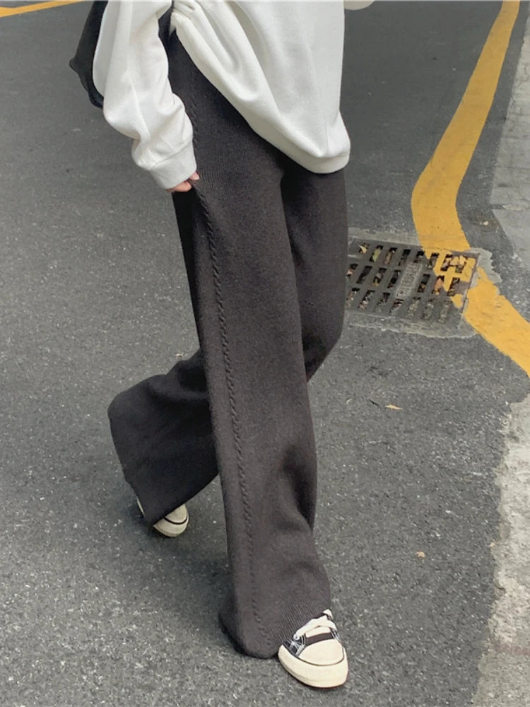 Warm Loose Knitted Wide Leg Soft Comfortable Pants