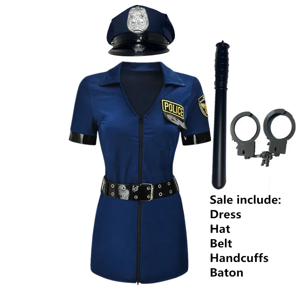 Cop Erotic Halloween Officer Police Clubwear Women Sexy Adult Costume