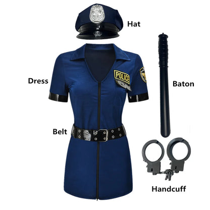 Cop Erotic Halloween Officer Police Clubwear Women Sexy Adult Costume