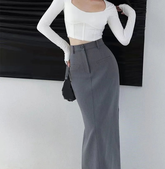 Wrap Hip High Waist New Workwear Office Lady Side Split Sheath Skirt