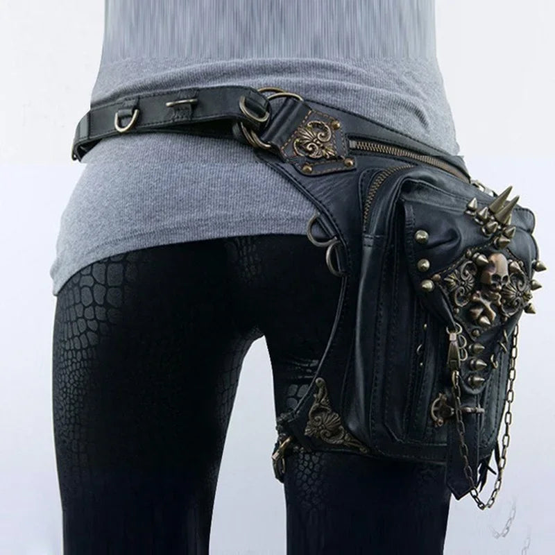 Punk Bag Mobile Waist Belt Leg Hip Gothic Fanny Steam Messenger Phone