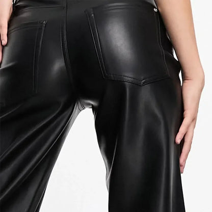 Faux Leather High Waist Slim Chic Leisure Vintage Pants