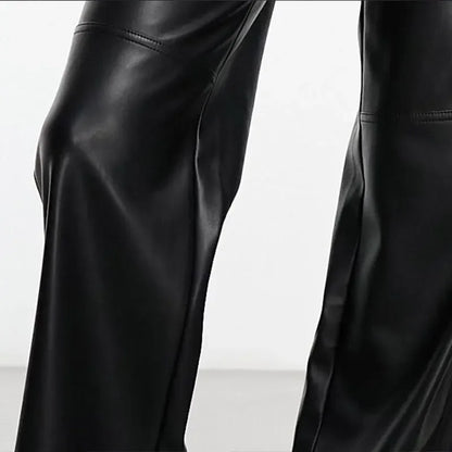 Faux Leather High Waist Slim Chic Leisure Vintage Pants