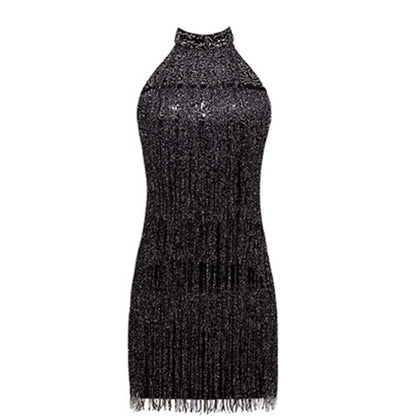 1920s Vintage Great Gatsby V-Neck Sleeveless Sequin Beaded Tassel Flapper Vestidos Female Elegant Party Dress