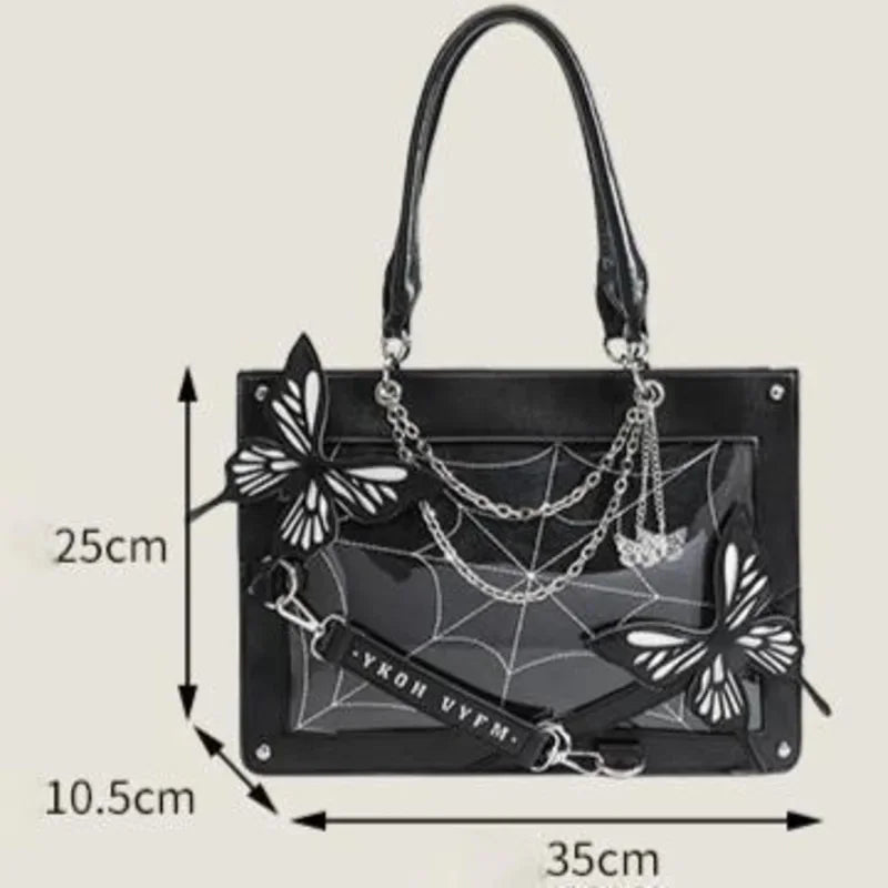 Labyrinth DIY Lolita Butterfly Spider Y2K Chain Bag Transparent Web Gothic