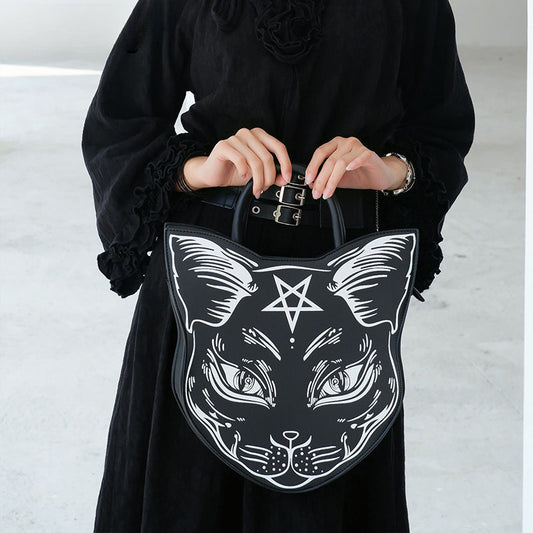 Bag Cat Gothic Handle Pentacle Top Fashion Punk Style