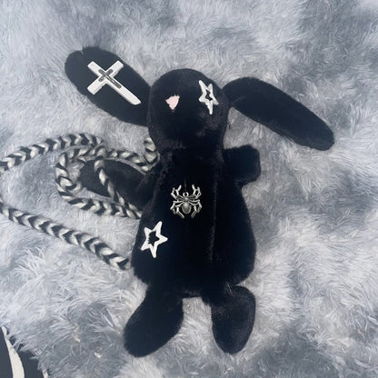 Plush Bunny Harajuku Punk Crossbody Chain Soft Shoulder Bag Y2K Backpack Gothic