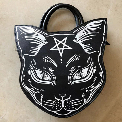 Bag Cat Gothic Handle Pentacle Top Fashion Punk Style