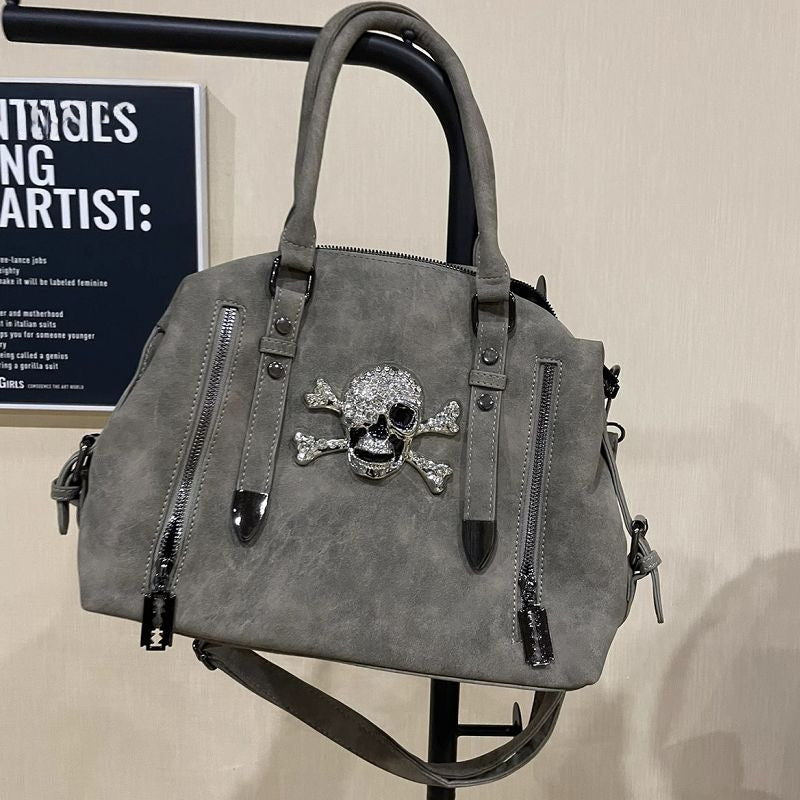 Skull Gothic Harajuku Bag Y2K Capacity Shoulder Head Large Diamond Punk