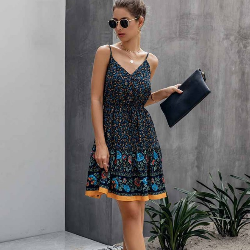 Amy Fashion - Short Backless Slip Elastic Waist Sleeveless Dresses