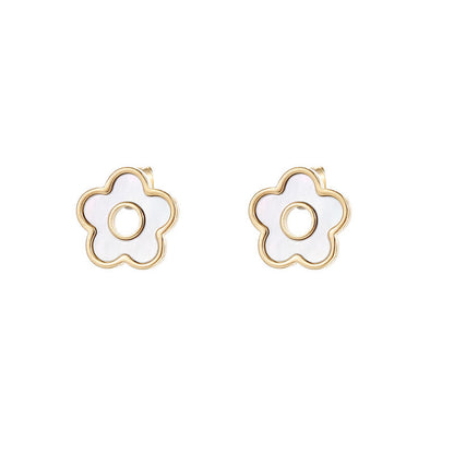 14K Gold Mini Flower Shape Stud Earrings