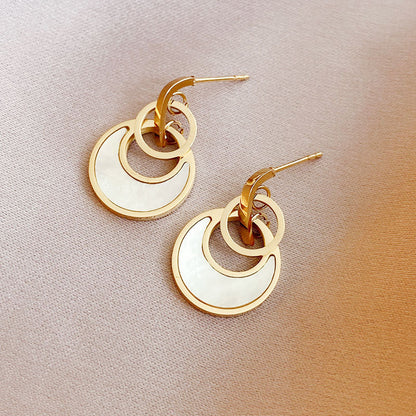 Titanium Steel Crescent Shape Stud Earring