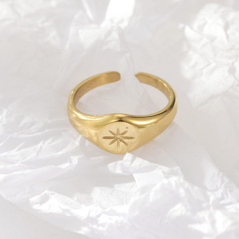 Titanium Steel Gold Plated Eight-pointed Star Rings